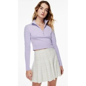 SUNDAY BEST • Aritzia Lavender Mock-Neck Half-Zip Crop Long Sleeve Jacket Top, S